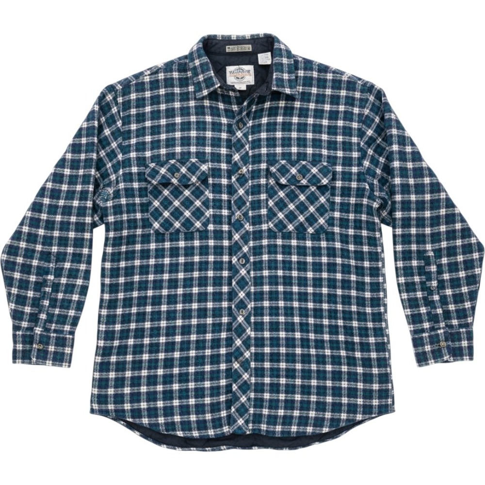 Vintage 90s Northwest Territory Flannel Shirt Jacket Mens Small Blue Plaid Quilt